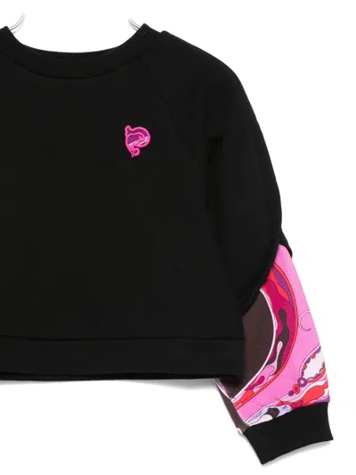 Pucci Junior Contrast-sleeve Sweatshirt In Black