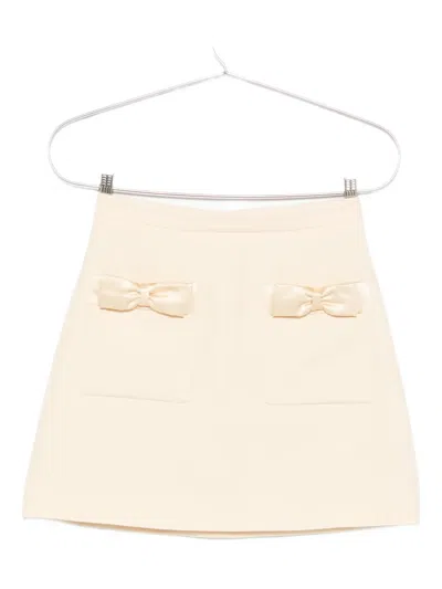 Valentino Bow-pocket Mini Skirt In Neutral