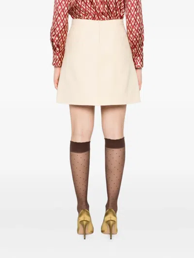 Valentino Bow-pocket Mini Skirt In Neutral