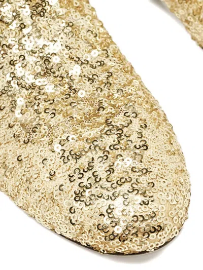 Pre-owned Dolce & Gabbana 2024 30mm Sequined Ankle Boots In Gold