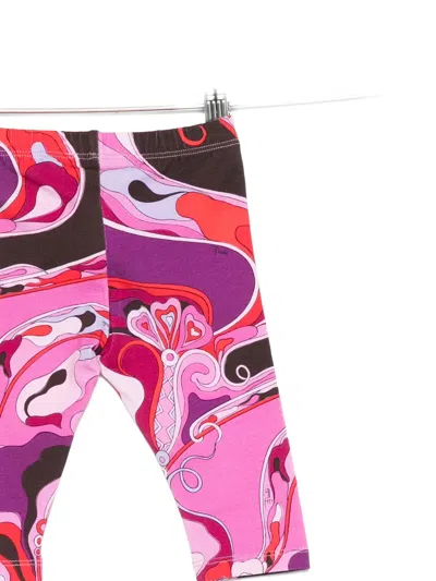Pucci Junior Swirl-pattern Leggings In Multi