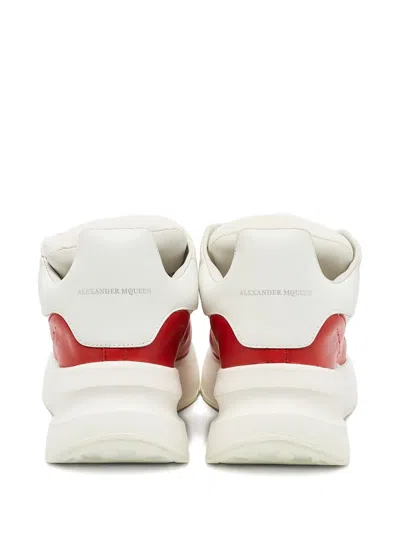Pre-owned Alexander Mcqueen Leather Red-detail Sole Sneakers In White