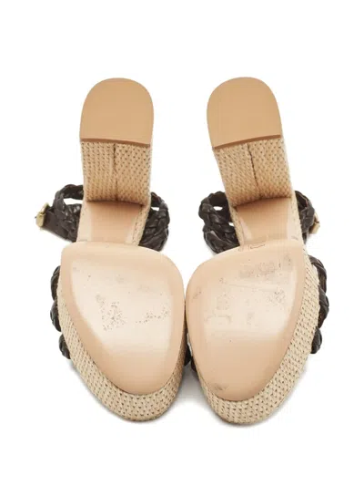 Pre-owned Gianvito Rossi 2024 130mm  Braided Leather Platform Sandals