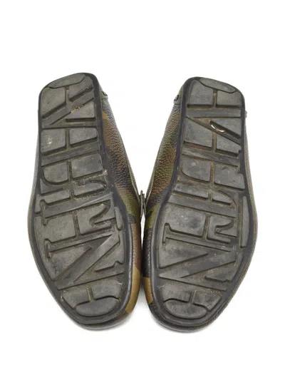 Pre-owned Valentino Garavani Camouflage-pattern Leather Loafers In Green