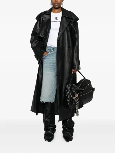 Balenciaga Black Leather Jacket In Black