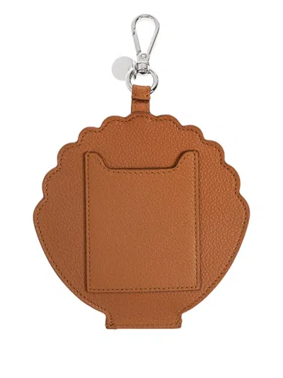 Fendi Shell-shaped Charm Keyring In Neutral