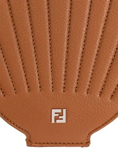 Fendi Shell-shaped Charm Keyring In Neutral