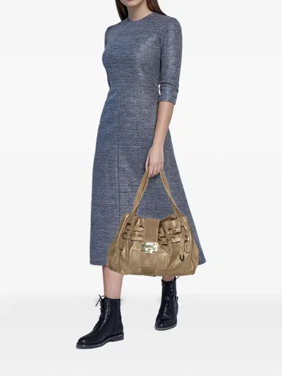 Pre-owned Jimmy Choo Ramona Leather Handbag In Gold