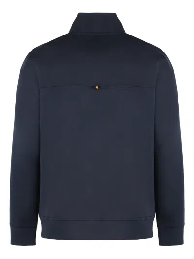 K-way Short High Neck Ribbed Cuffs Jacket In Blue