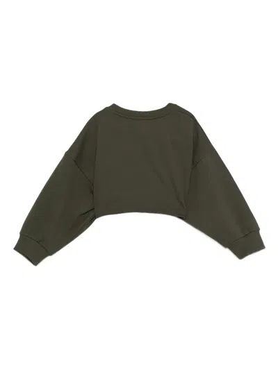 Balmain Logo-print Button-detailed Top In Green