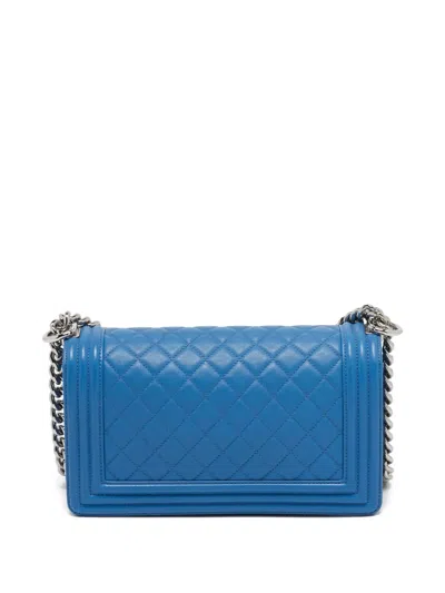 Pre-owned Chanel Boy Flap Shoulder Bag In Blue