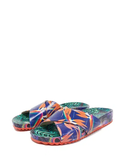 Pre-owned Sophia Webster  Floral-print Sandals In Blue