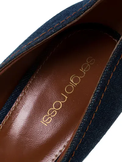 Pre-owned Sergio Rossi Vintage  95mm Denim Pumps In Blue