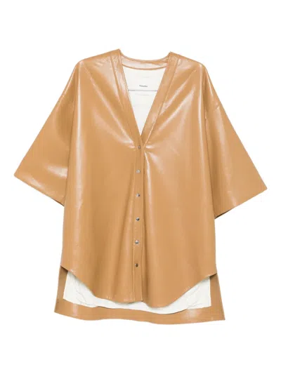 Nanushka Button-front Shirt Dress In Brown