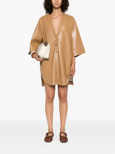 Nanushka Button-front Shirt Dress In Brown