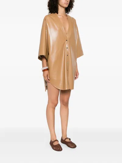 Nanushka Button-front Shirt Dress In Brown