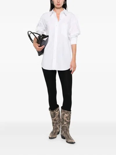 Alexander Wang Boyfriend Shirt With Logo Flag Tag And Relaxed Fit In White