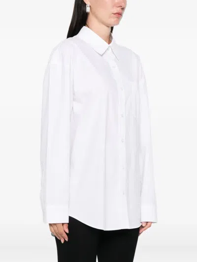 Alexander Wang Boyfriend Shirt With Logo Flag Tag And Relaxed Fit In White