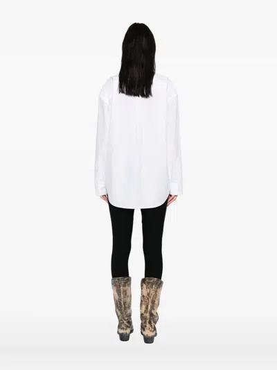 Alexander Wang Boyfriend Shirt With Logo Flag Tag And Relaxed Fit In White