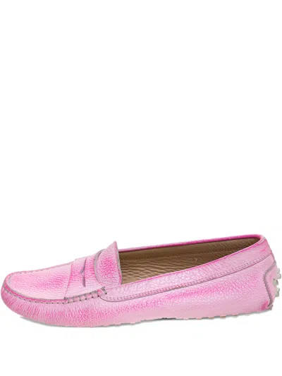 Pre-owned Tod's Vintage  Penny-slot Leather Loafers In Pink