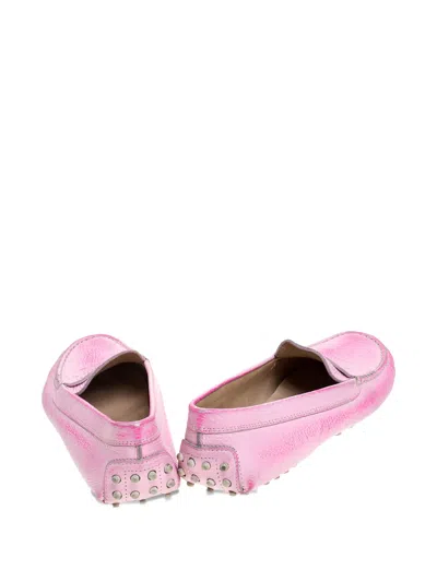 Pre-owned Tod's Vintage  Penny-slot Leather Loafers In Pink