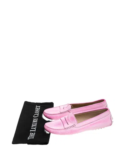Pre-owned Tod's Vintage  Penny-slot Leather Loafers In Pink