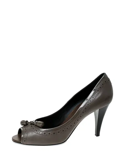 Pre-owned Tod's Vintage  90mm Tassel-detail Pumps In Gray