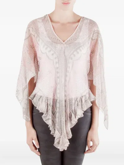 Pre-owned Zandra Rhodes Vintage  Paisley-print Ruffled Blouse