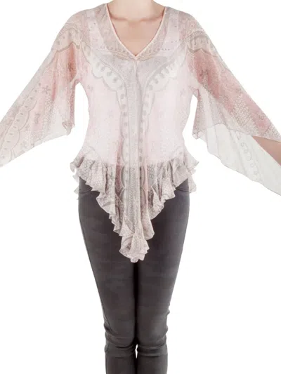 Pre-owned Zandra Rhodes Vintage  Paisley-print Ruffled Blouse