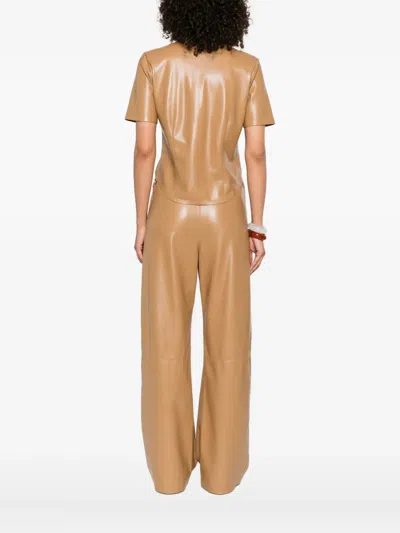 Nanushka Clare Button-up Short-sleeve Shirt In Gold