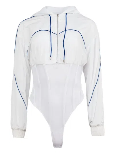 Fleur Du Mal Trackstar Bodysuit In White