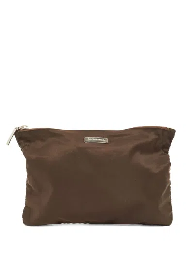 Pre-owned Dolce & Gabbana Logo-plaque Zipper Pouch