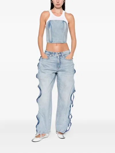 Alexander Wang Zip-detail Mesh-panel Jeans In Multi