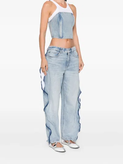 Alexander Wang Zip-detail Mesh-panel Jeans In Multi