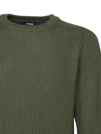 K-way Ribbed Round-neck Sweater In Green