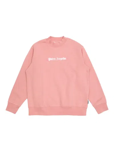 Palm Angels Logo-print Mock-neck Sweatshirt In Pink