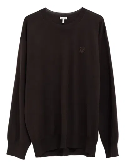 Loewe Logo-embroidered Wool Jumper In Black