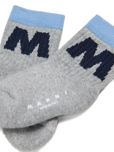 Marni Intarsia-knit Socks In Gray