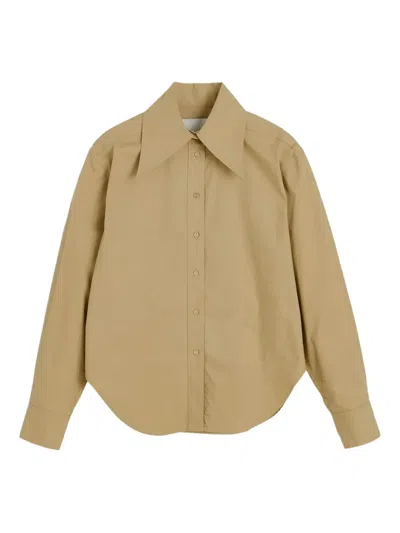 Herskind Oversized Collar Button-up Shirt In Brown