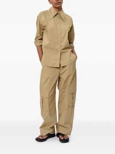 Herskind Oversized Collar Button-up Shirt In Brown