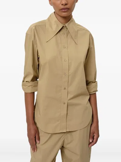 Herskind Oversized Collar Button-up Shirt In Brown