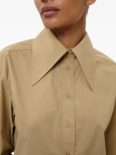 Herskind Oversized Collar Button-up Shirt In Brown