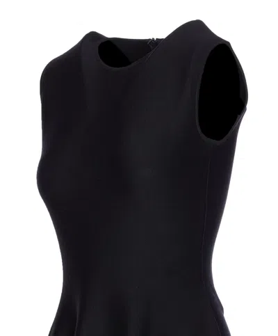 Alexander Mcqueen Asymmetric Lace Hem Sleeveless Midi Dress In Black