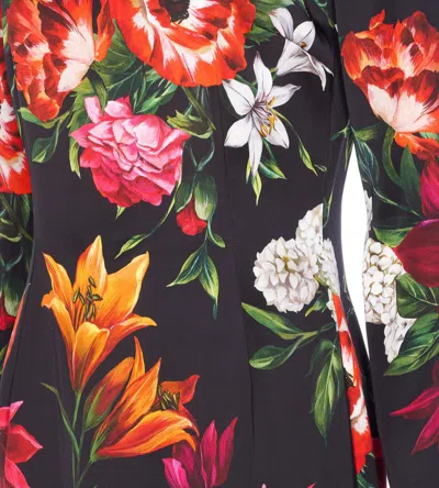 Dolce & Gabbana Flower Print Satin Midi Dress In Multi