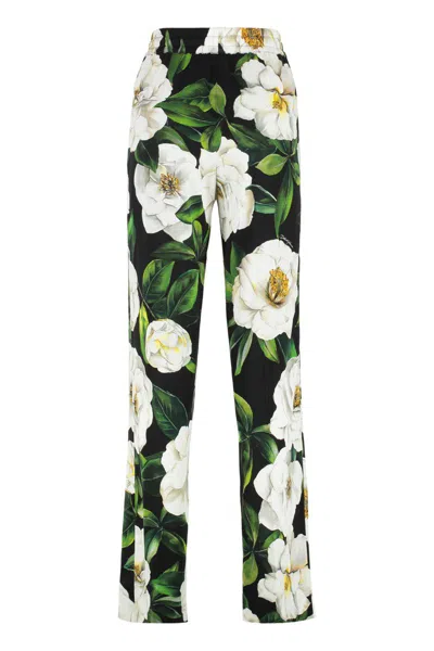 Dolce & Gabbana Gardenia Print Stretch Silk Charmeuse Pajama Pants