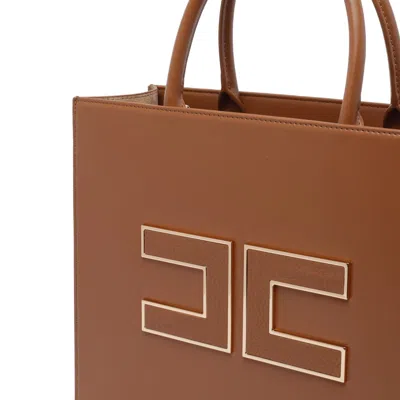 Elisabetta Franchi Borsa Tote Piccola Con Logo Marrone