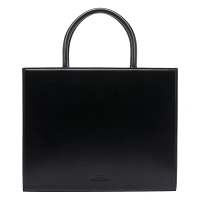 Elisabetta Franchi Structured Handbag With Prominent Logo Detail In Black