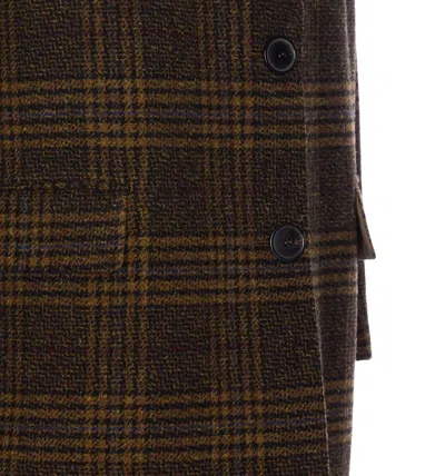Isabel Marant Étoile Checked V-neck Wool Single Breasted Coat In Brown