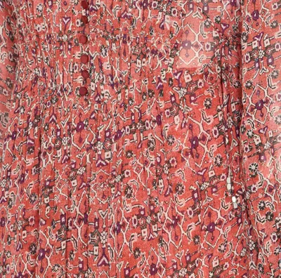 Isabel Marant Étoile Printed Button Detail Drawstring Flounced Lightweight V-neck Dress