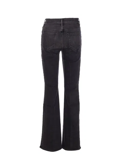 Mother Flared Leg Trousers Contrast Stitching In Black